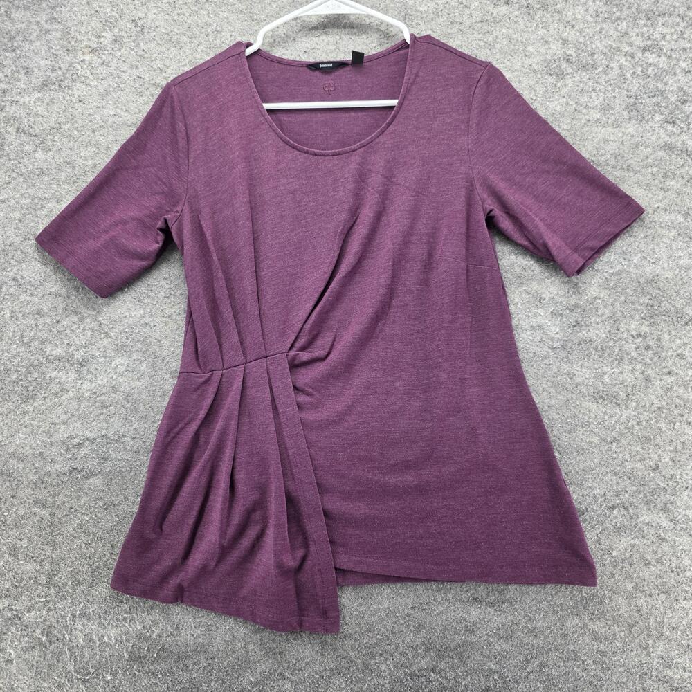Betabrand Shirt Womens Small Purple Pleated Side Drape Short Sleeve Tunic Top